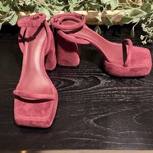 Charles & Keith Dark Red Suede Heels